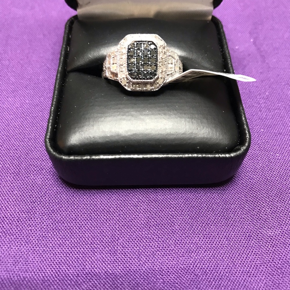 Sterling Silver With White And Black Diamonds
